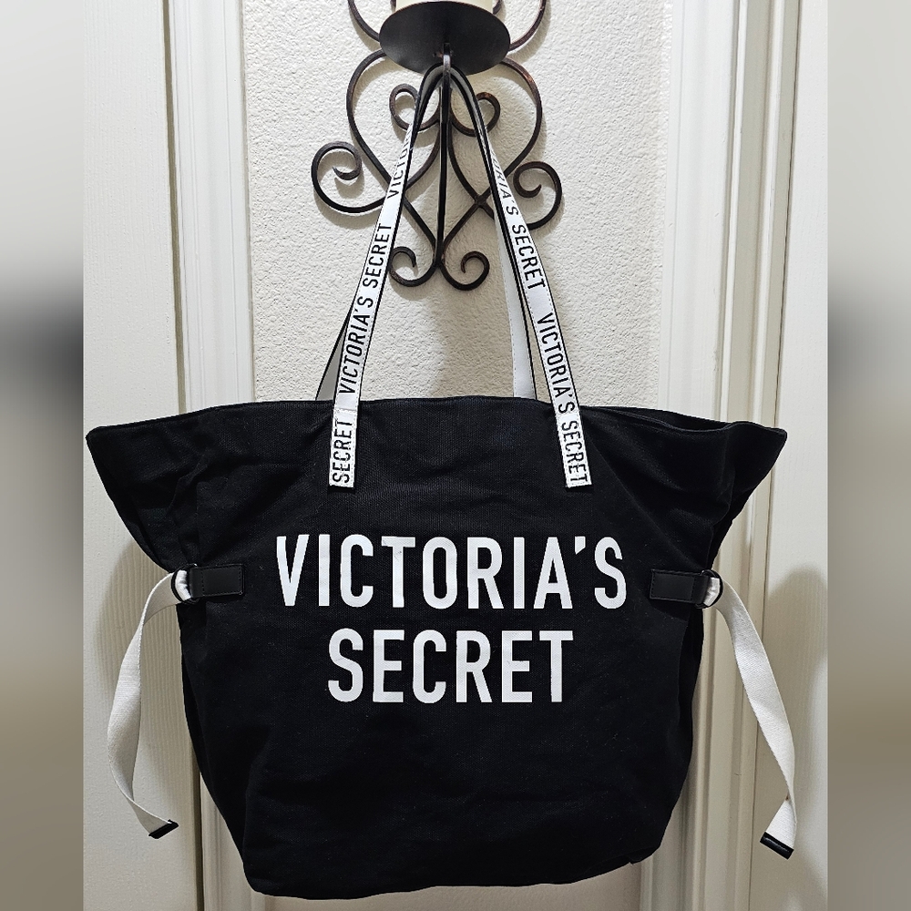Victoria's Secret Black and White Tote EUC - Picture 2 of 16